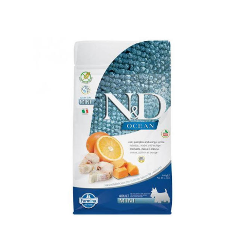 N&D Ocean Dog tőkehal, sütőtök&narancs Adult mini